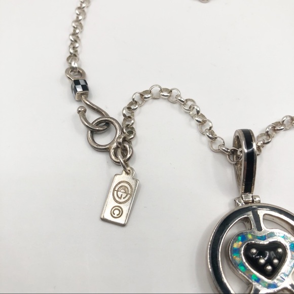 Cynthia Griffis Sterling Silver Heart Peace Symbol Pendant Cable Chain Necklace - Picture 8 of 12